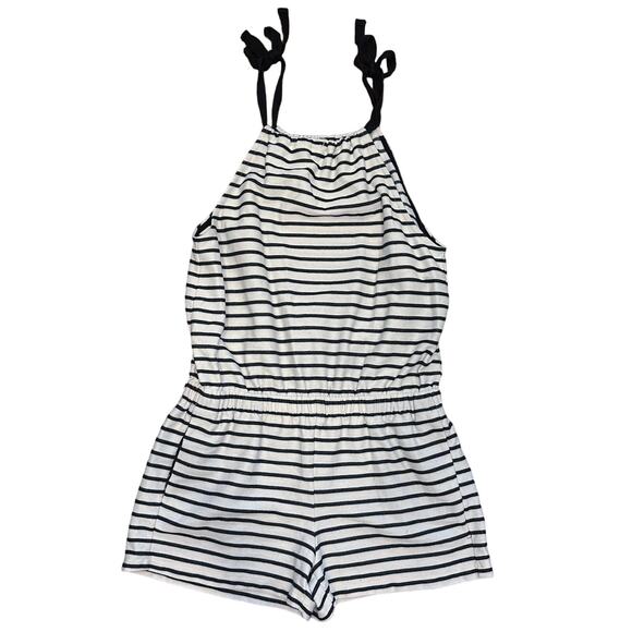 Madewell Cream/Black Short Romper WMNS S Adjustable Straps Stretchy One Piece - Picture 2 of 6